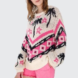 Le Superbe Bonfire Beach Palm Tree Sweater M